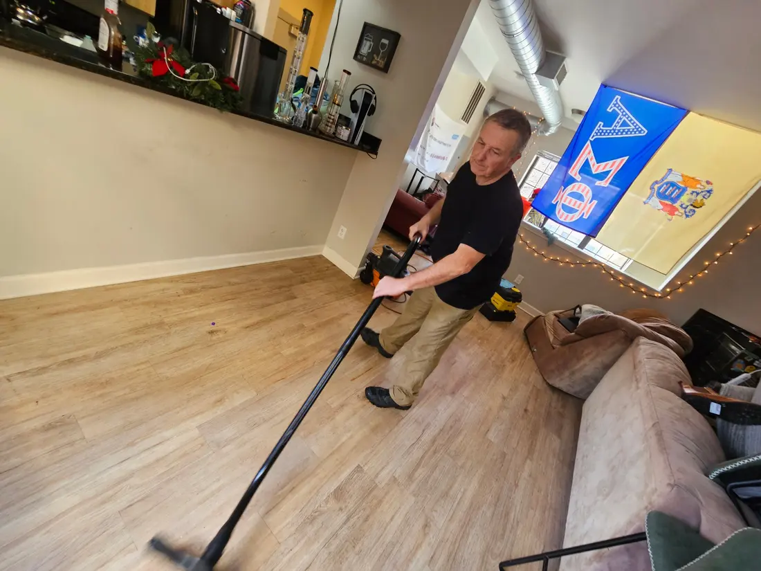 Matt working on a floor-cleaning project