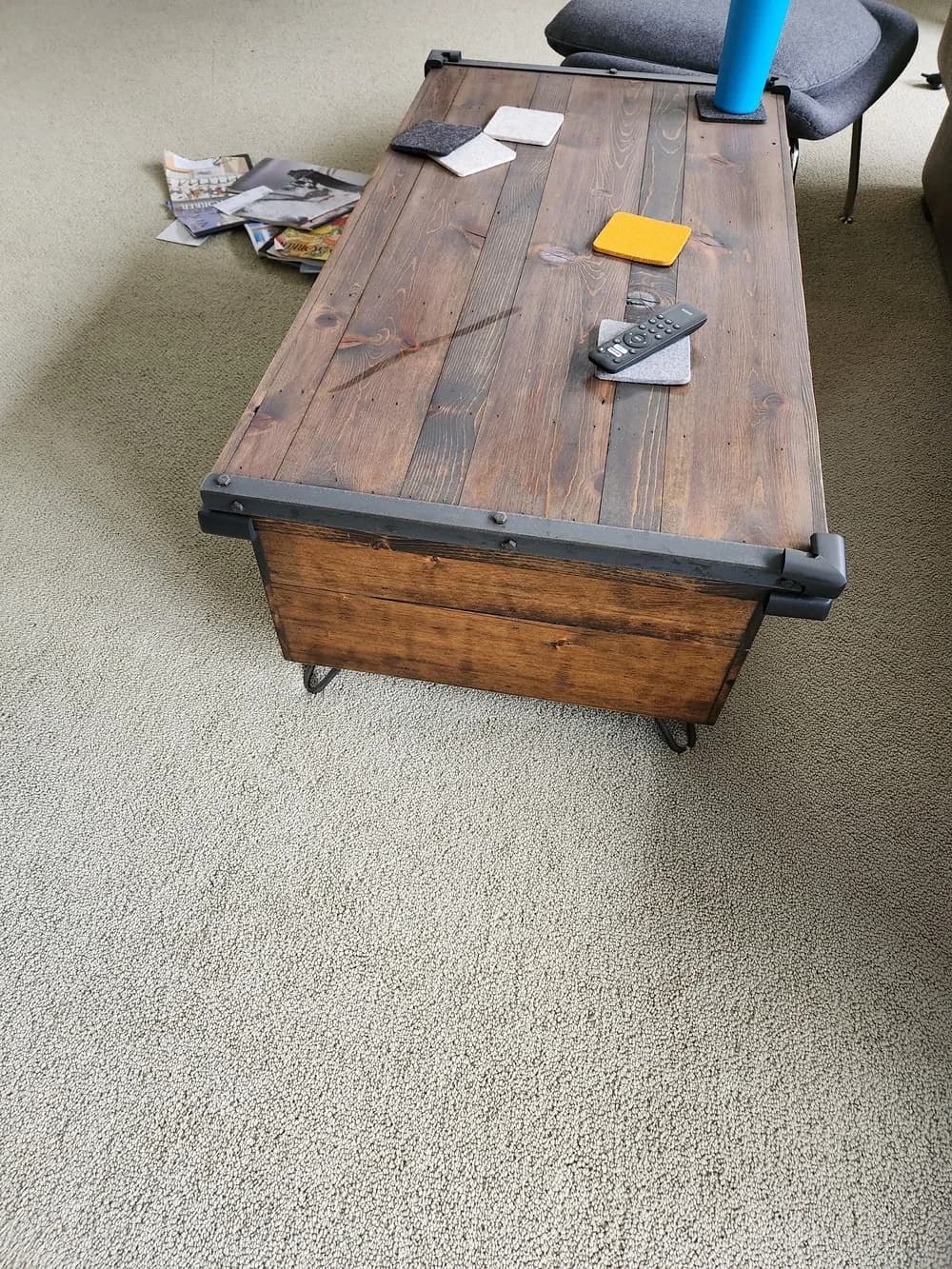 Wood table brought back to finish outdoors after restoration